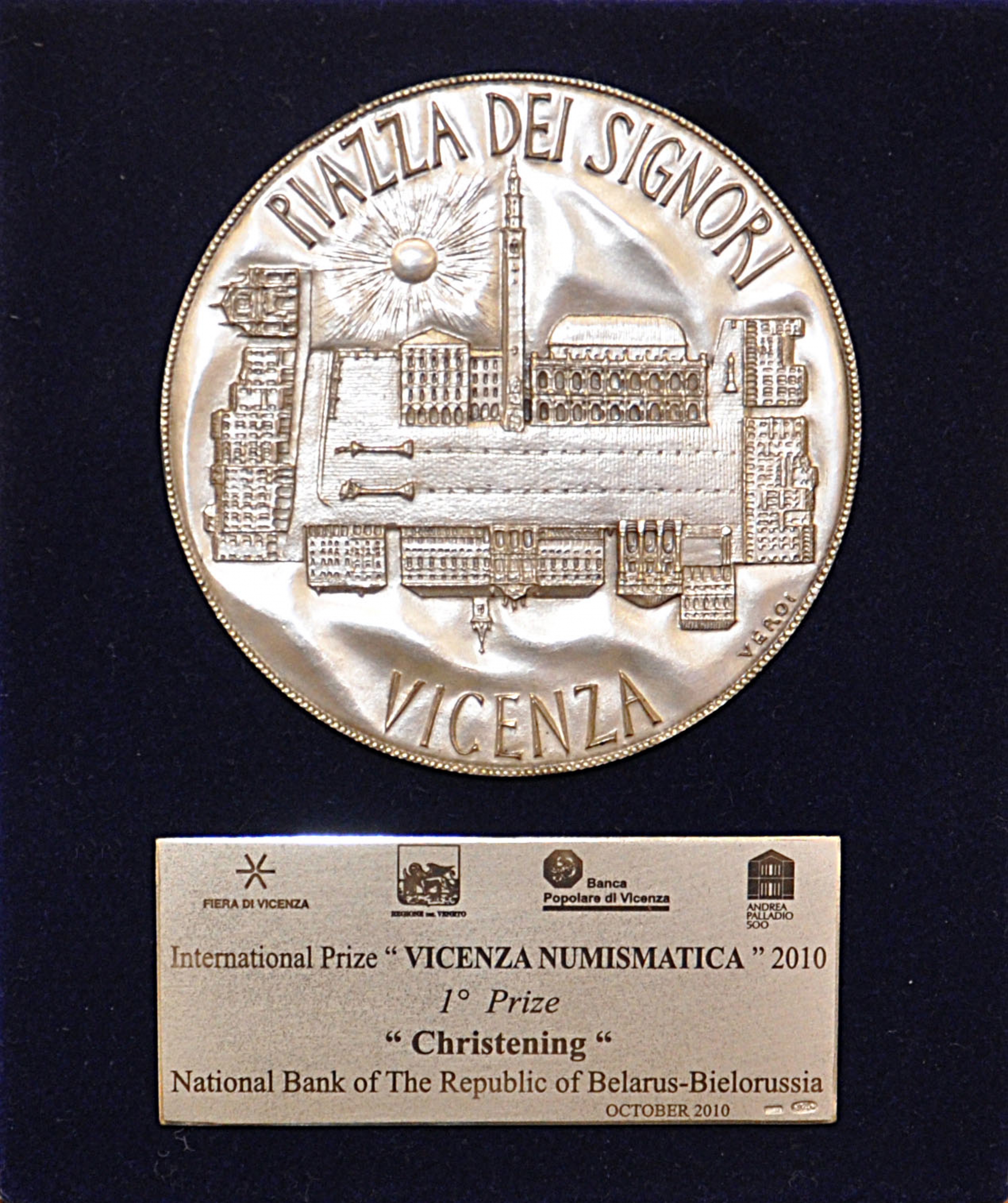 Медаль за 1-е месца на Міжнародным конкурсе памятных манет «Вічэнца Нумізматыка» 
